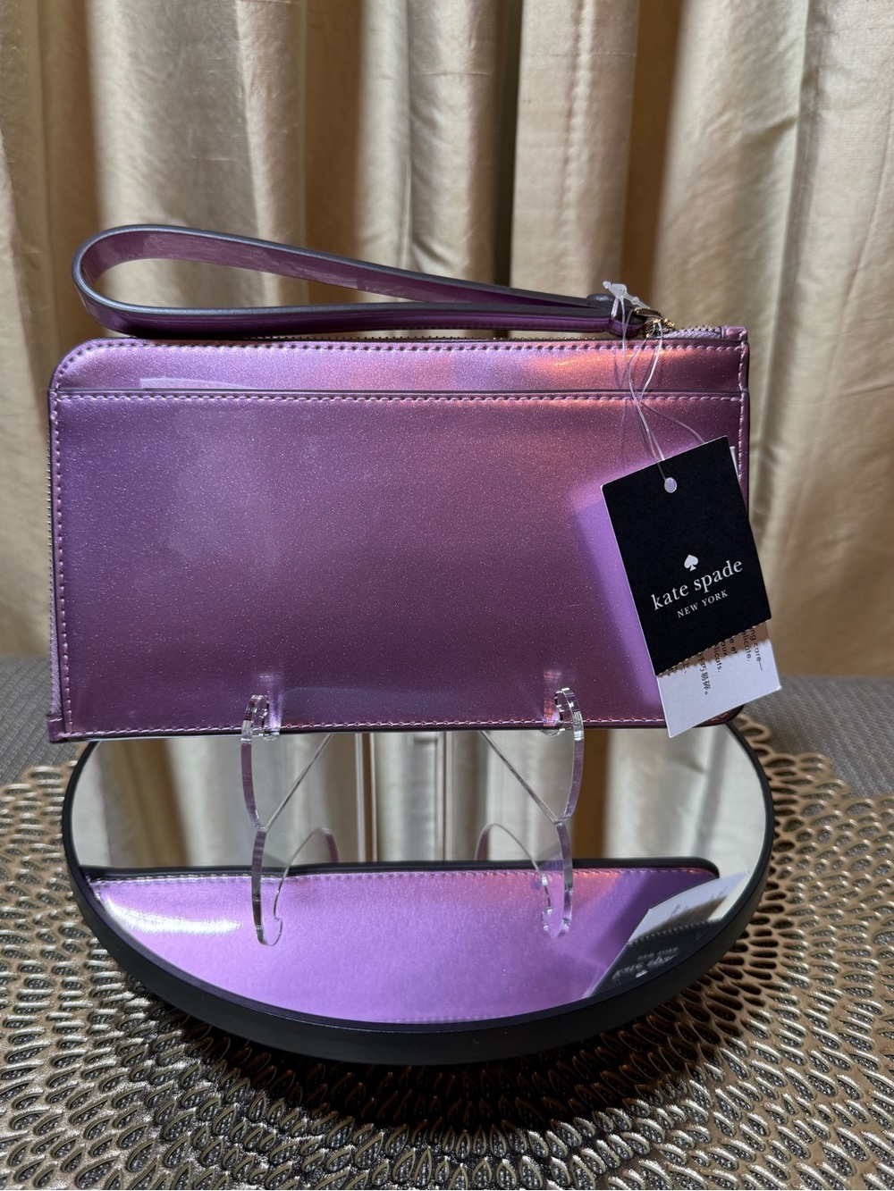 kate spade new york “Lucy” Medium Zip Wristlet – Quartz Pink (Patent Fabric) - Picture 5 of 10